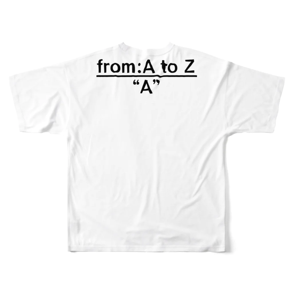 SHIKIの【from:A to Z】code：“A” フルグラフィックTシャツの背面