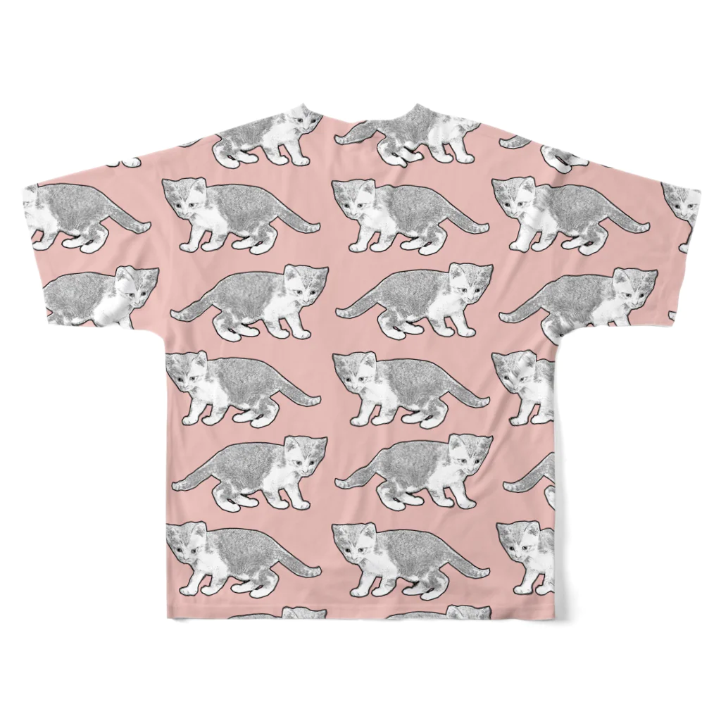 Twelve Catsの子猫∞　ピンク フルグラフィックTシャツの背面