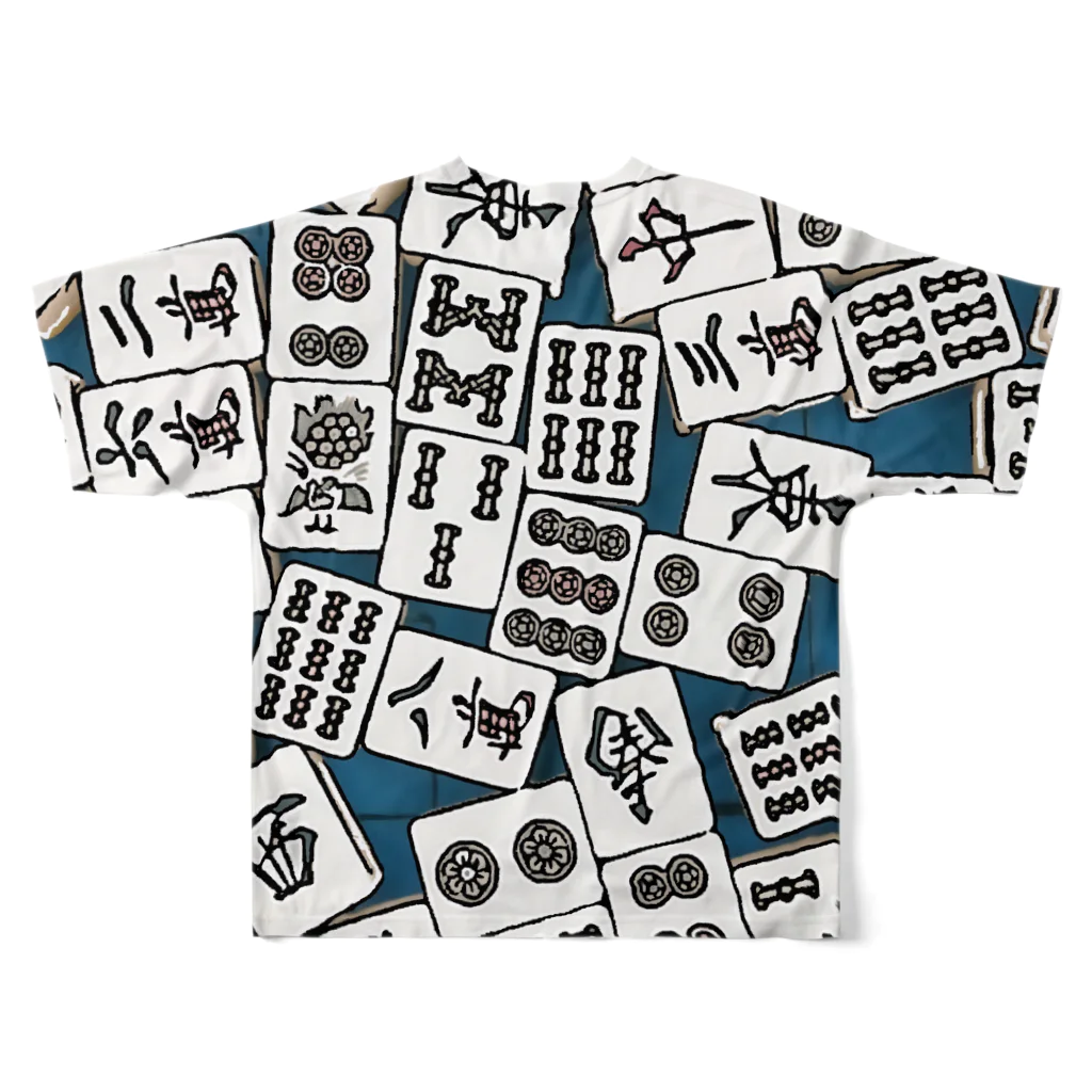 麻雀カッコイイシリーズの麻雀牌Tシャツ フルグラフィックTシャツの背面