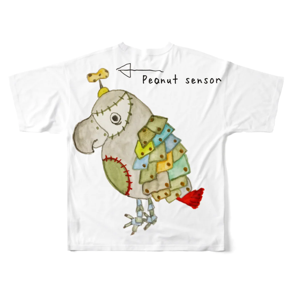 ねこぜや のROBOBO オカメインコ「ポポロボ」 All-Over Print T-Shirt :back