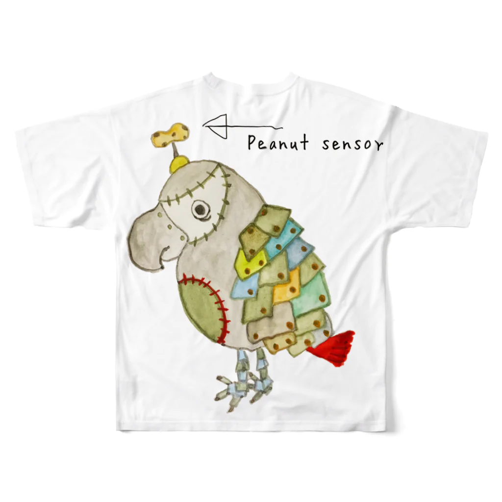 ねこぜや のROBOBO ヨウムのるるロボット   All-Over Print T-Shirt :back