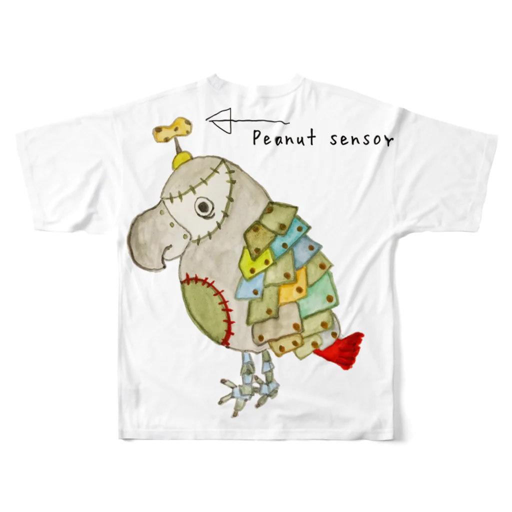 ねこぜや のROBOBOオオハナインコ 「妖子ロボ」 All-Over Print T-Shirt :back