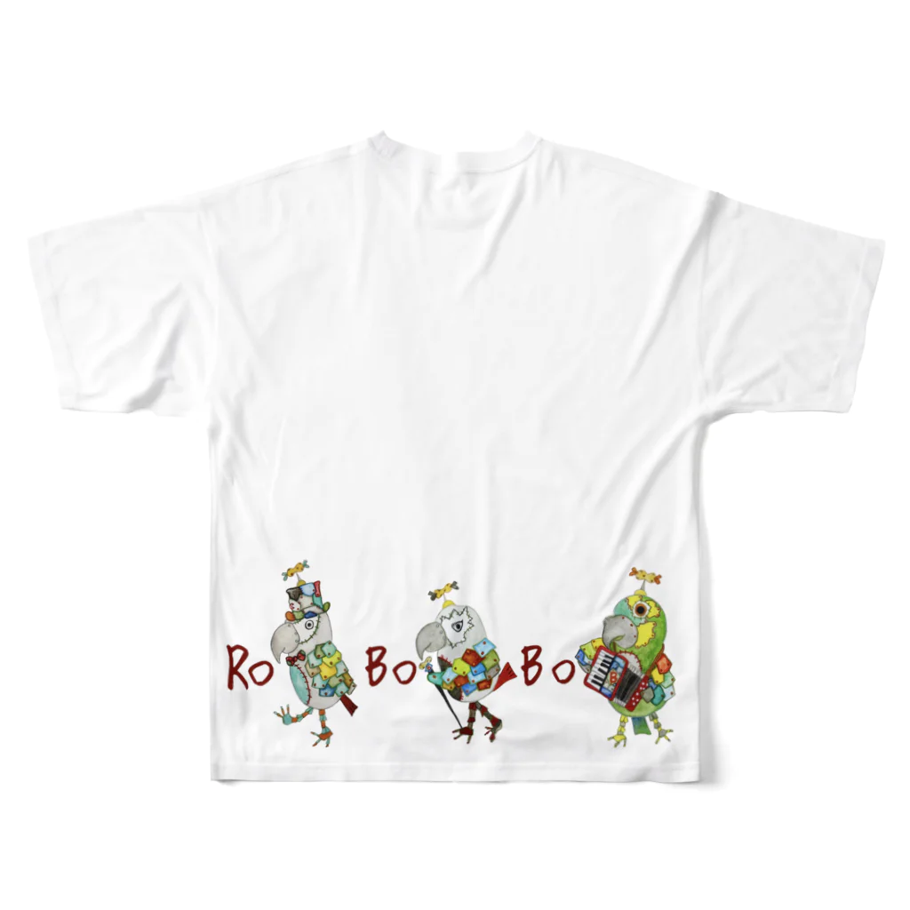 ねこぜや の ROBOBO ちょびすけロボ ボルトロボ ボウ助ロボ All-Over Print T-Shirt :back