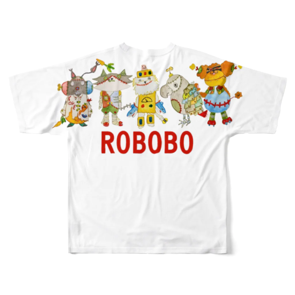 ねこぜや のROBOBO「福ちゃんロボ」 All-Over Print T-Shirt :back