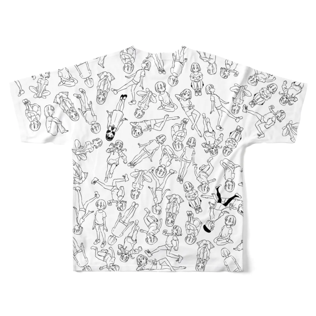 のびのびの女の子たくさん All-Over Print T-Shirt :back