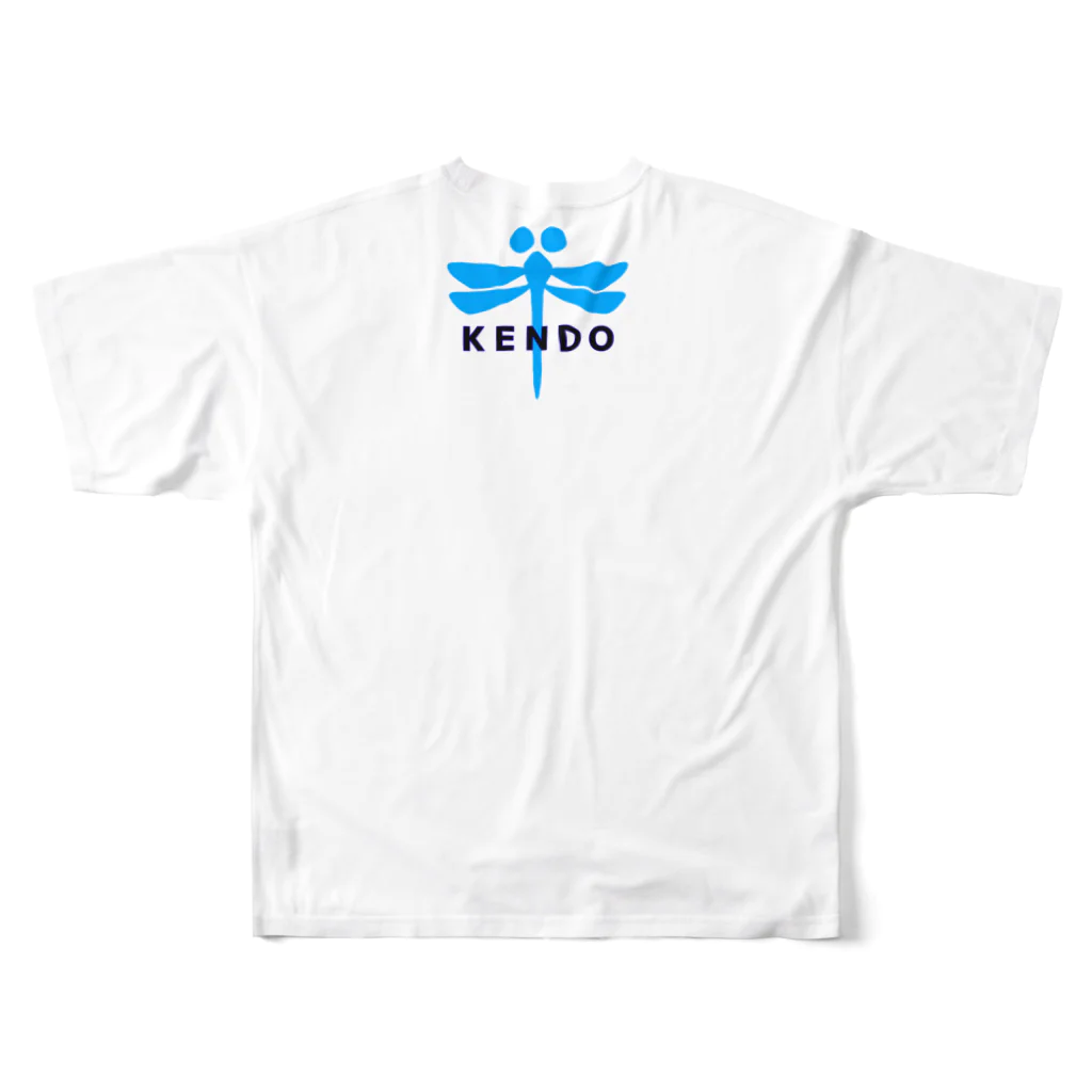 yoshiFactoryの剣道“ＫＥＮＤＯ”男子女子トンボ(ブルー) フルグラフィックTシャツの背面