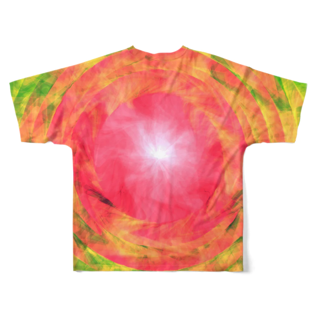 deconbatchのジャングルの太陽 フルグラフィックTシャツの背面