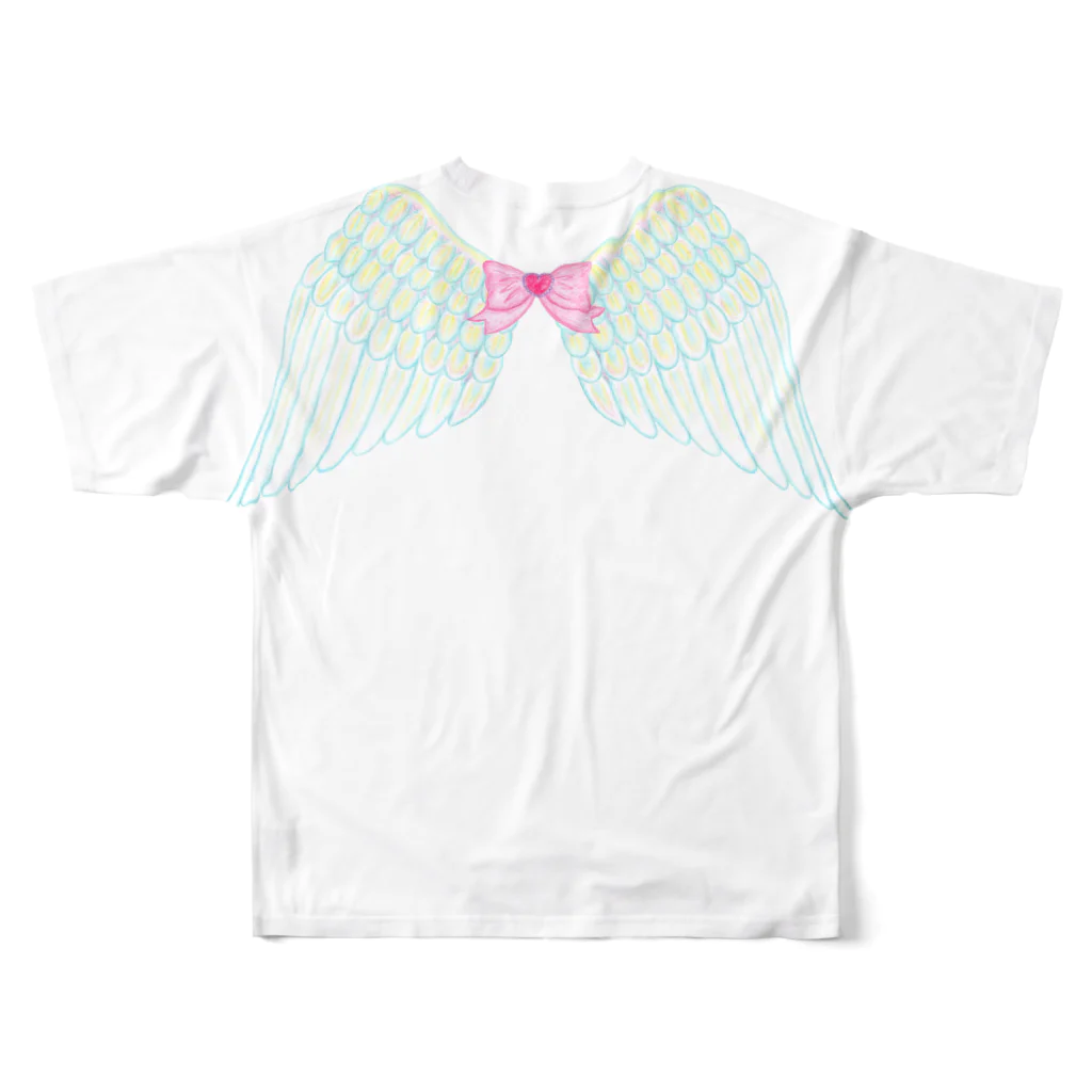 メルティカポエミュウのミュウシュカフェアリー(せなかに天使の羽) All-Over Print T-Shirt :back