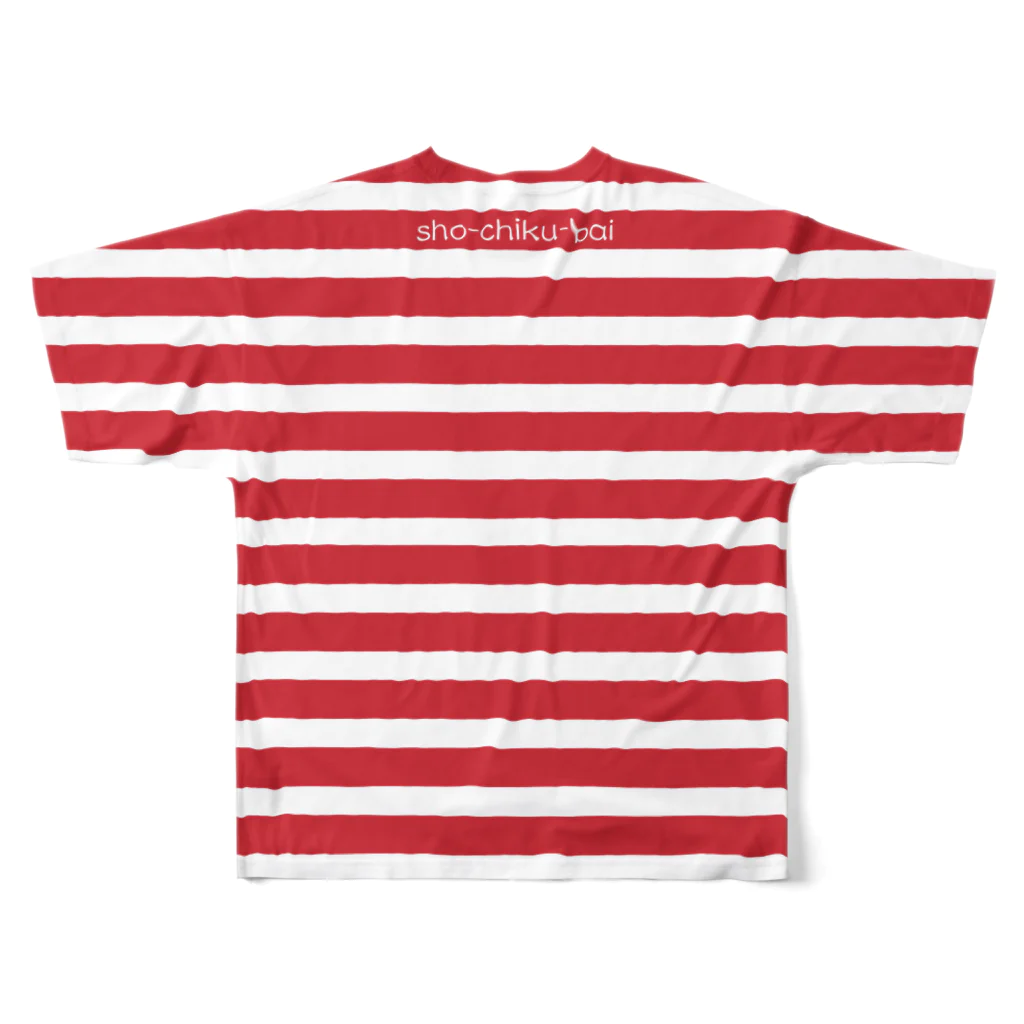 松竹梅雑貨の松竹梅 マリン red All-Over Print T-Shirt :back