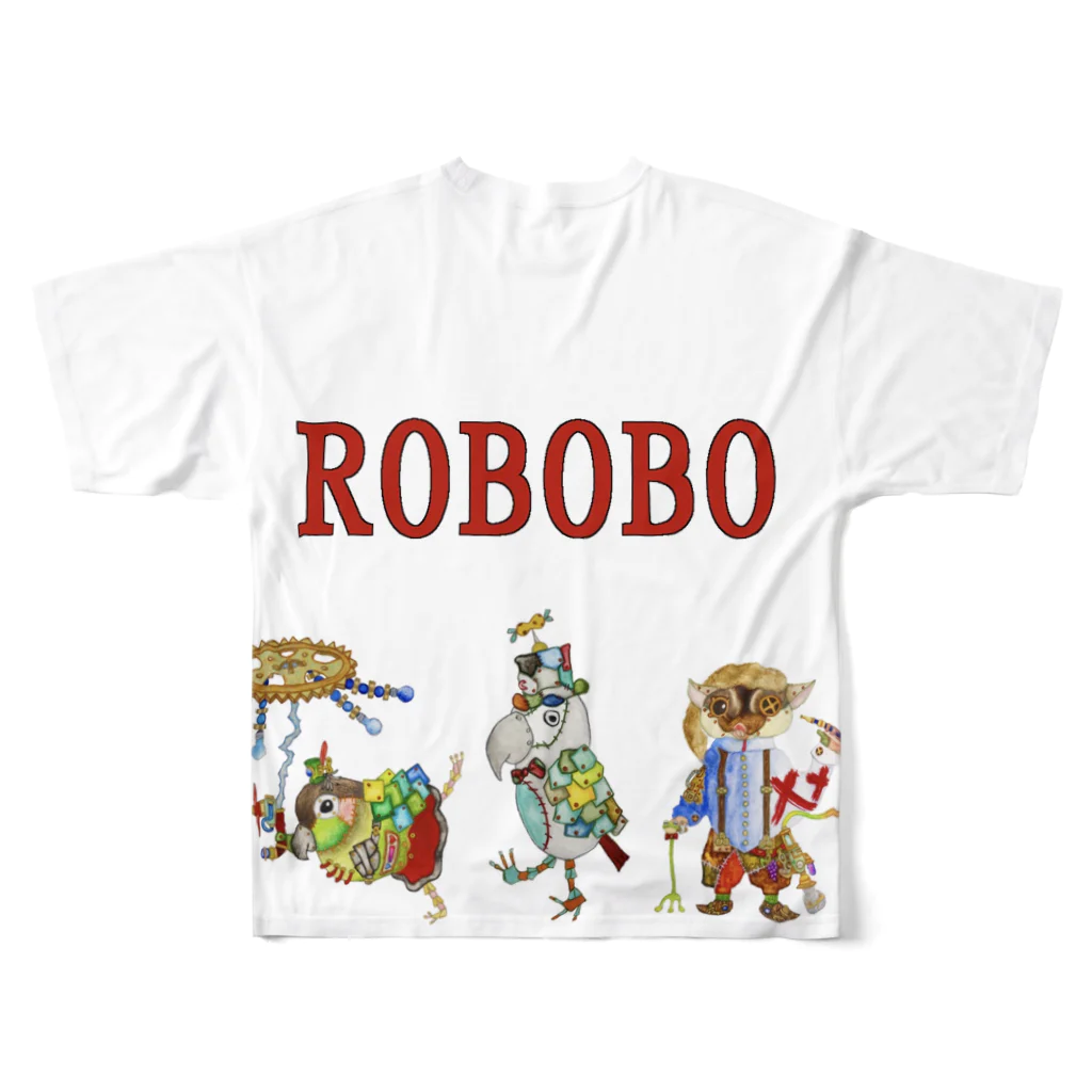 ねこぜや のROBOBO ロボトリオ🤖 All-Over Print T-Shirt :back