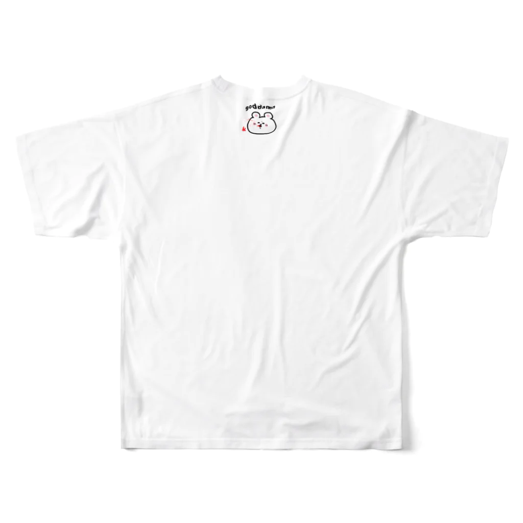 うさぎまるえkawaiishop のくまコロりん『ガッデム』 All-Over Print T-Shirt :back