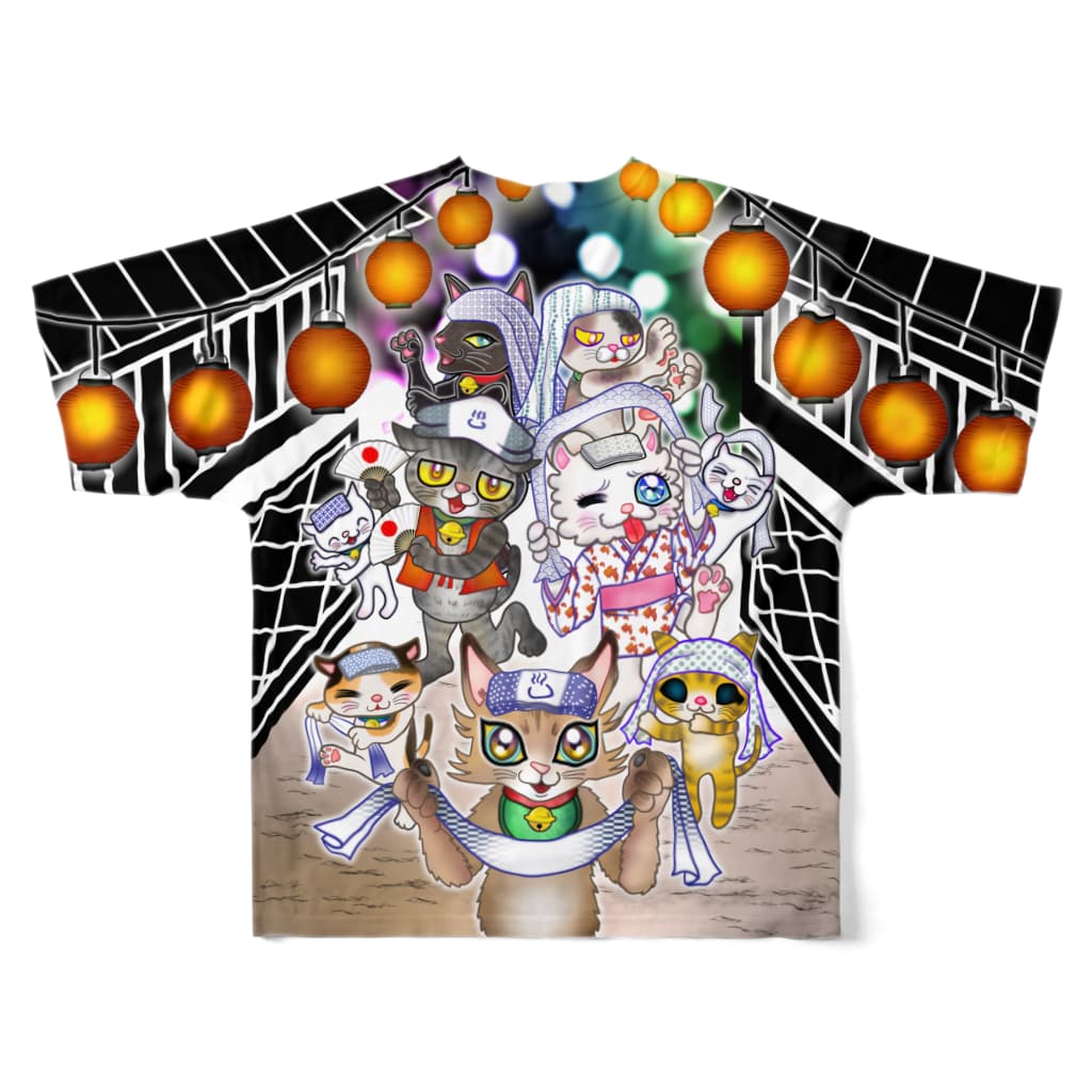 プリン先輩のお店の尾張の踊り猫 All-Over Print T-Shirt :back