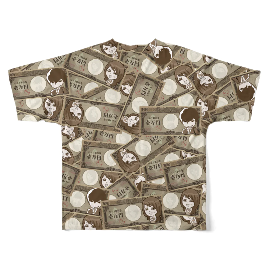 バニラde高収入ショップ［SUZURI店］の【両面フルグラ】MONEY×MONEY All-Over Print T-Shirt :back