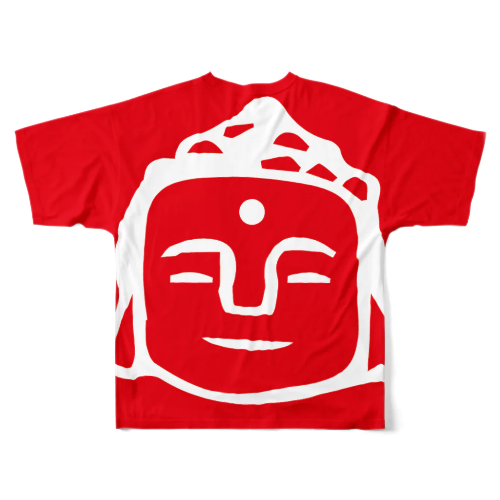 鹿と仏 SHIKA TO HOTOKEのred daibutsu 紅白大仏 フルグラフィックTシャツの背面