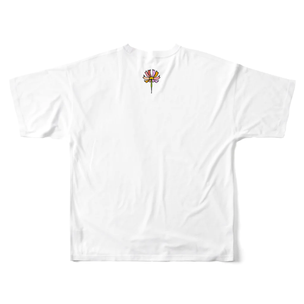 Full of vitality　(フル　オブ　バイタリティ)のpink☆rabbit　(ピンクのうさぎ)　ピンクバージョン　Full of vitality　(フル　オブ　バイタリティ) All-Over Print T-Shirt :back