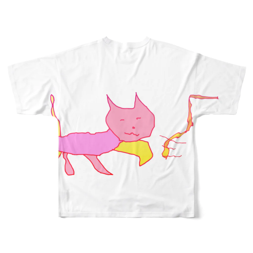 水草の猫マン6 フルグラフィックTシャツの背面