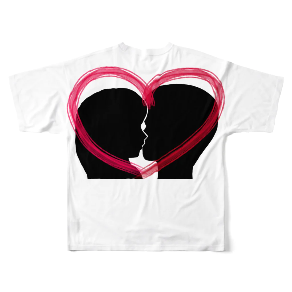 Lily bird（リリーバード）のSilhouette of kiss with heart♥② All-Over Print T-Shirt :back