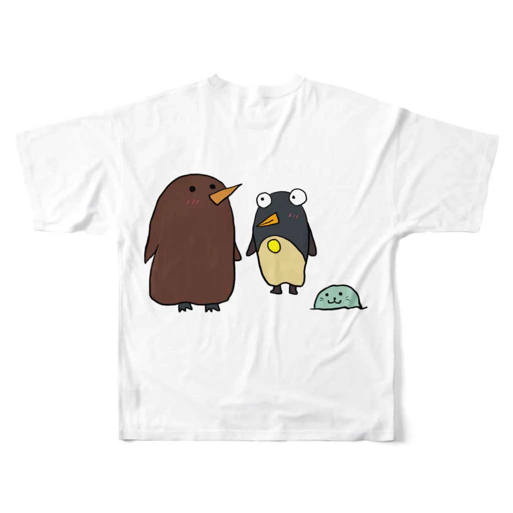 ぺけ丸のコウテイペンギンの赤ちゃん　 フルグラフィックTシャツの背面