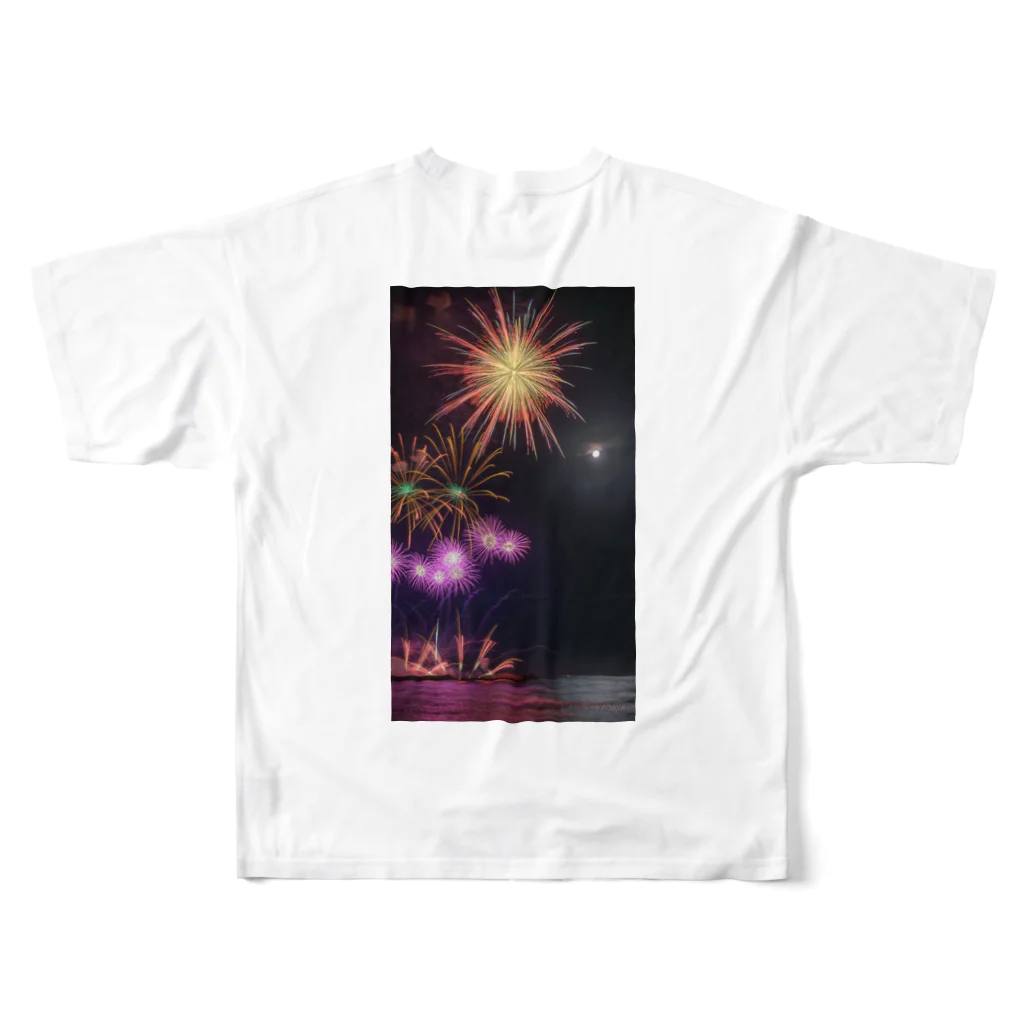 猫生活の夏の花火 All-Over Print T-Shirt :back