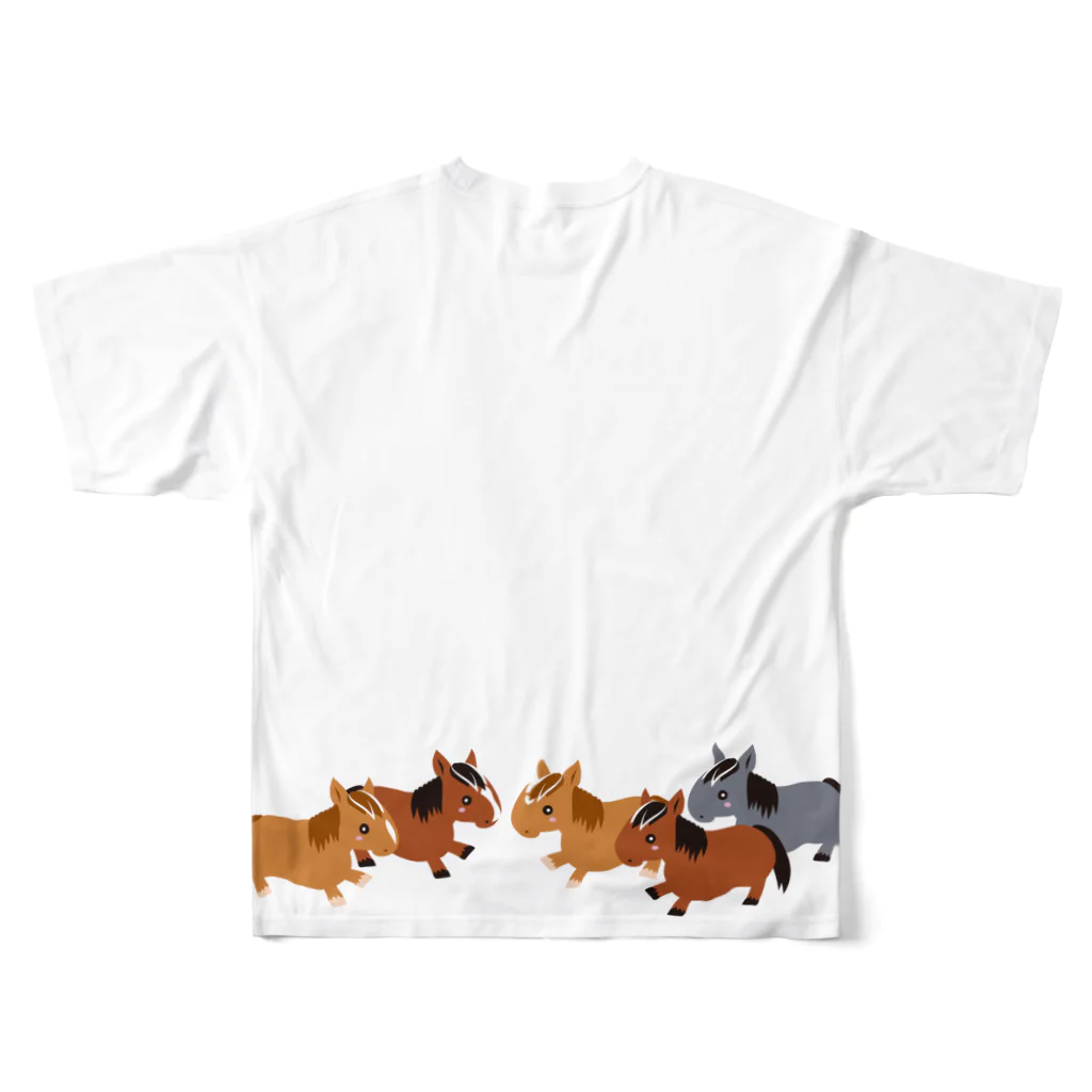 BUTY HORSEの5HORSES☆馬の群れ（5頭） フルグラフィックTシャツの背面