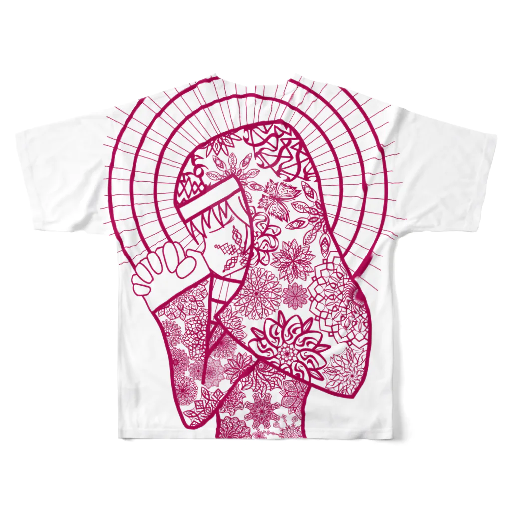 天獄堂のSisterOfFlower All-Over Print T-Shirt :back