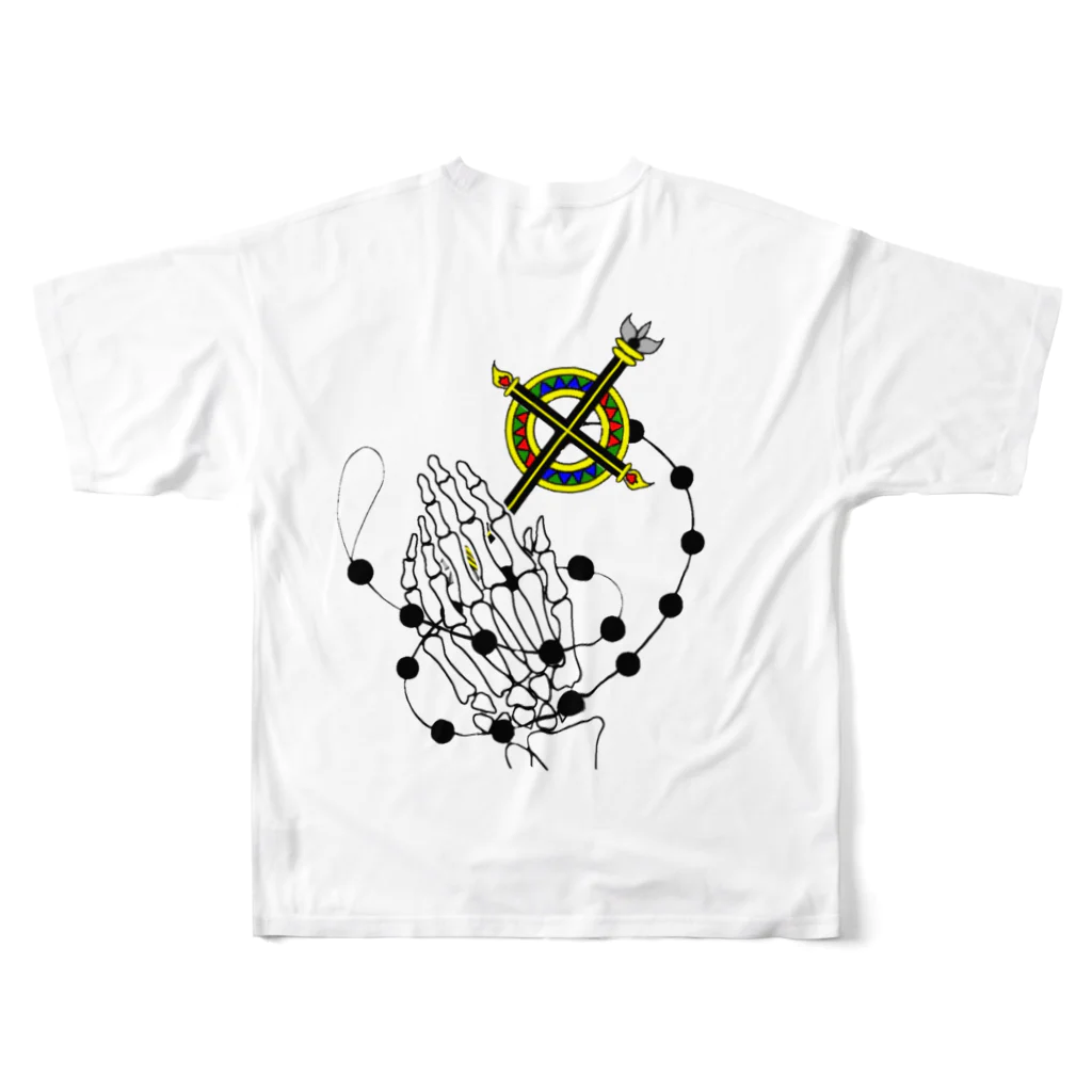 うっぷすのPRAY HANDS フルグラフィックTシャツの背面