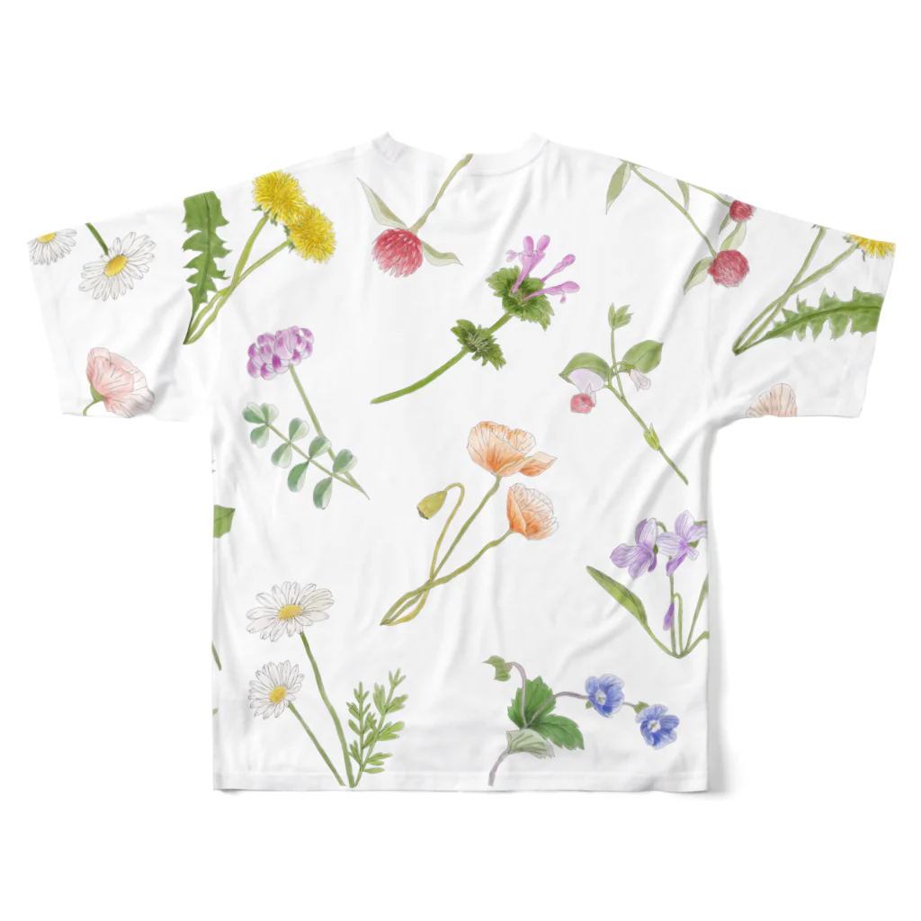 atelier KOMICHIの野の花、野の草 フルグラフィックTシャツの背面