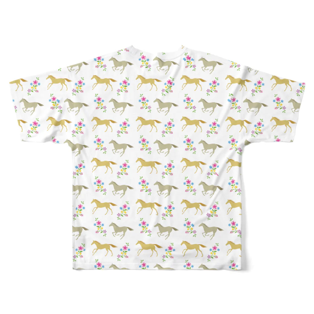 Sharroodの馬と花のTシャツ（フルグラフィックB）  All-Over Print T-Shirt :back