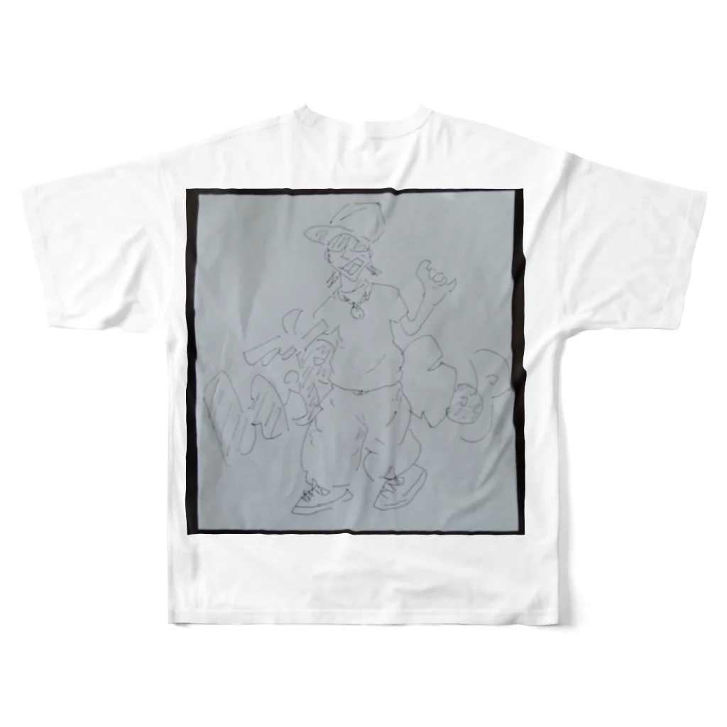 ぶたマンモス やっぴーのGARU HipHopくんseries フルグラフィックTシャツの背面