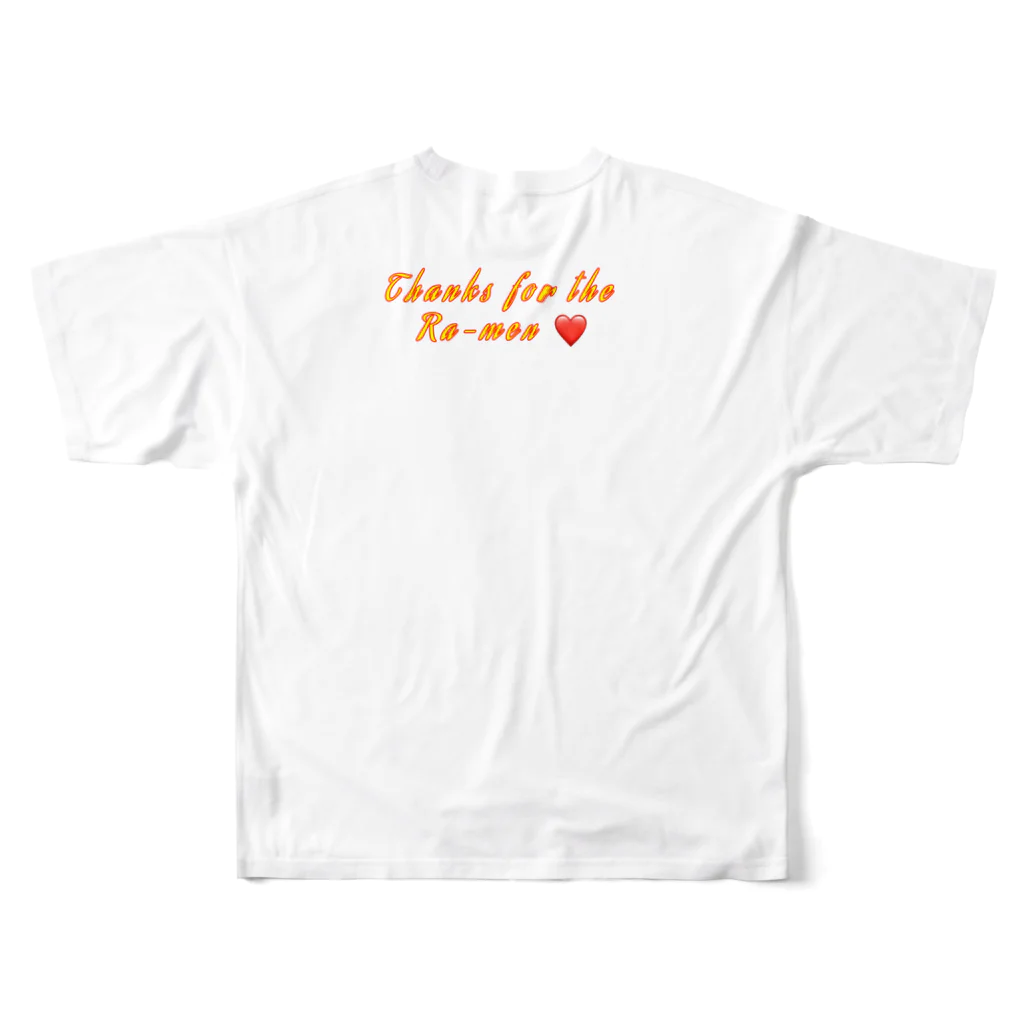 一品香城東店の店主のイタズラのらすかる君×一品香城東店コラボ All-Over Print T-Shirt :back