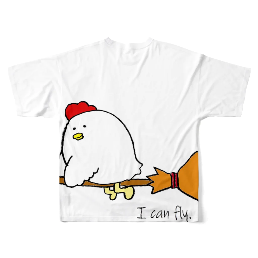 若造のI can fly.【トリさん】 フルグラフィックTシャツの背面