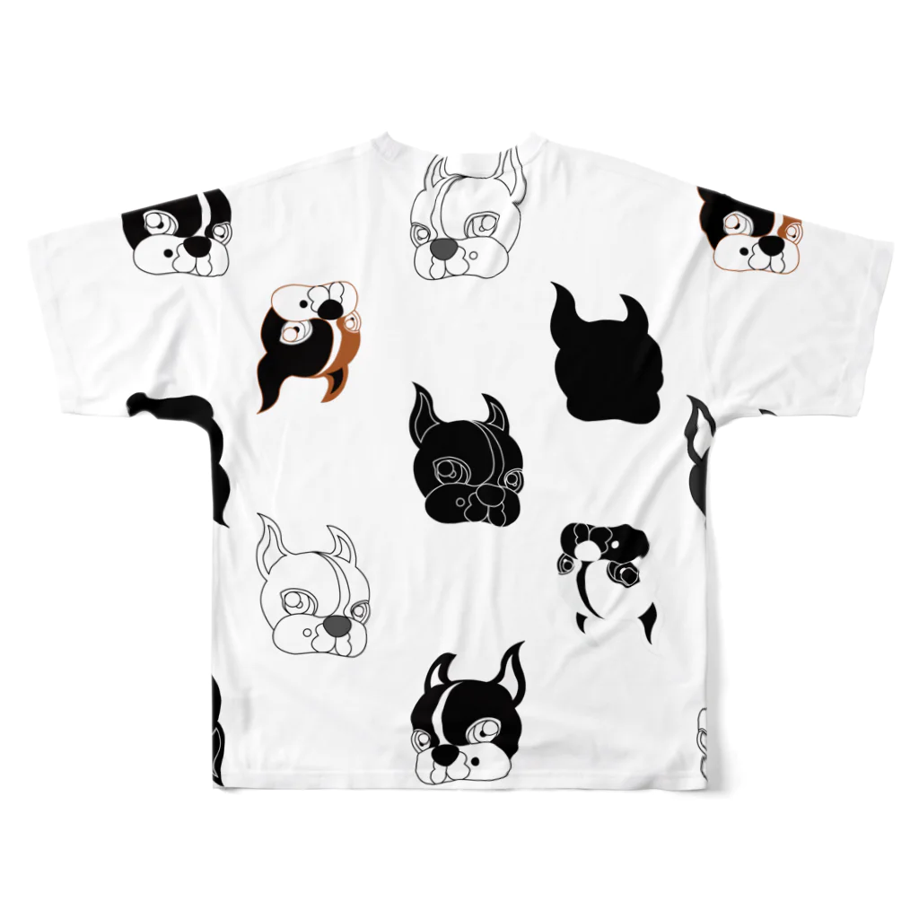 Park a Holic Bostonterrierのボステリセブンくんいっぱい フルグラフィックTシャツの背面