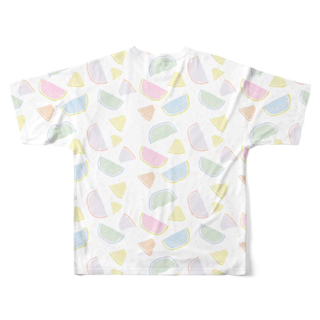 ことり屋のスイカ柄パステルＴシャツ All-Over Print T-Shirt :back