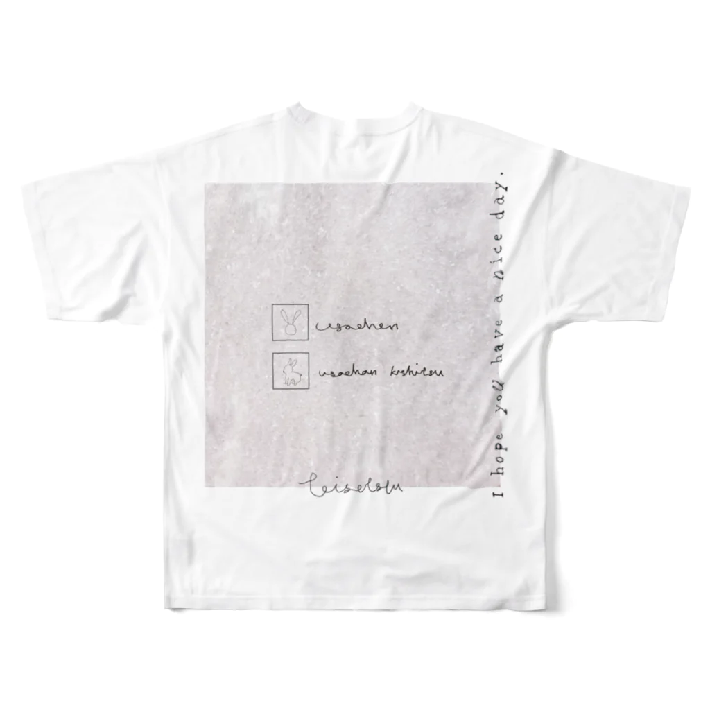 rilybiiの大理石*うさぎ All-Over Print T-Shirt :back
