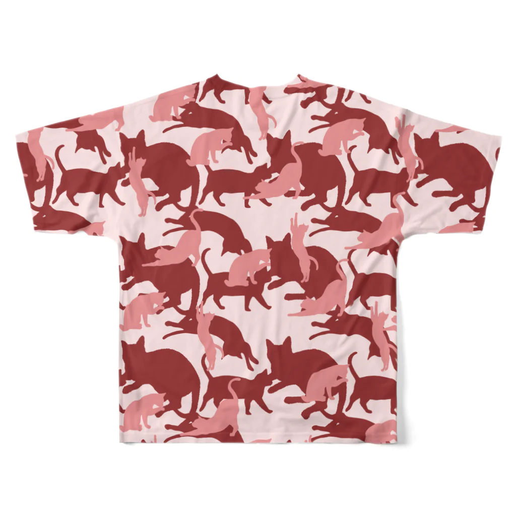 アトリエかのの猫迷彩　カモフラージュ　赤 All-Over Print T-Shirt :back