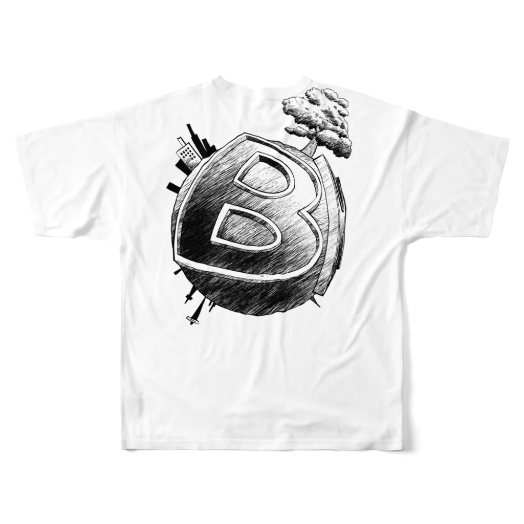 流星's MarketのB-Earth All-Over Print T-Shirt :back