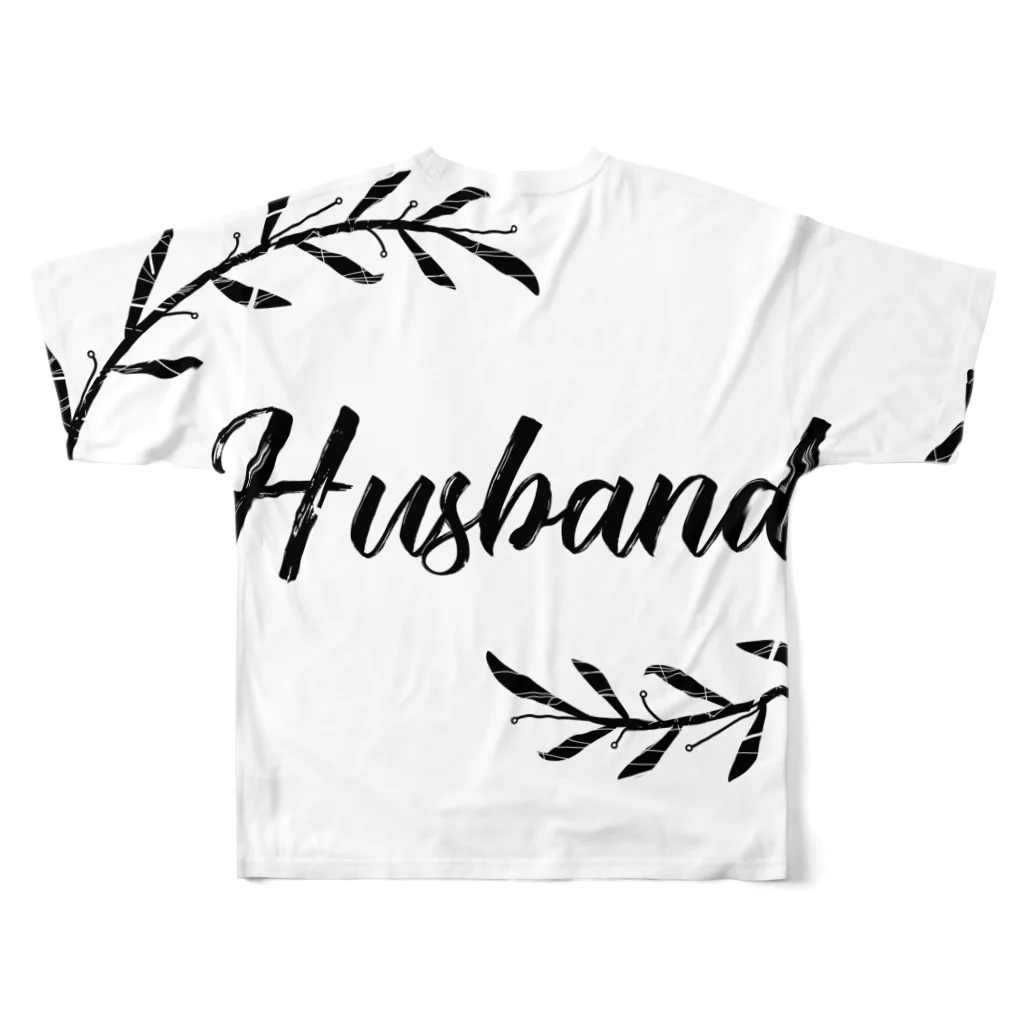 ペアTシャツ屋のシバヤさんのペア(Husband)リーフ_黒 フルグラフィックTシャツの背面