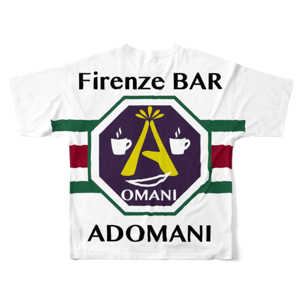 FirenzeBAR ADOMANIの背面イタリアカラー　ロゴ フルグラフィックTシャツの背面