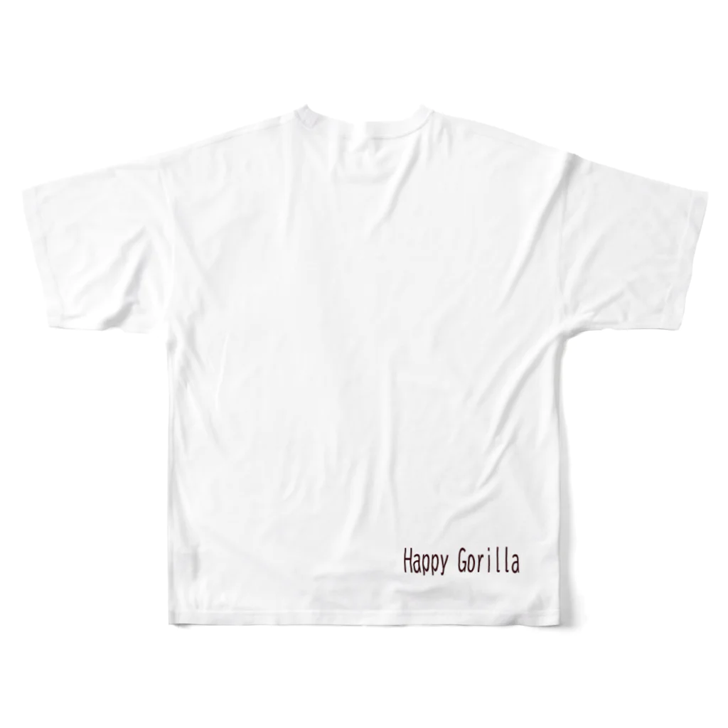 HappyGorillaのハッピーゴリラ　お出かけ フルグラフィックTシャツの背面