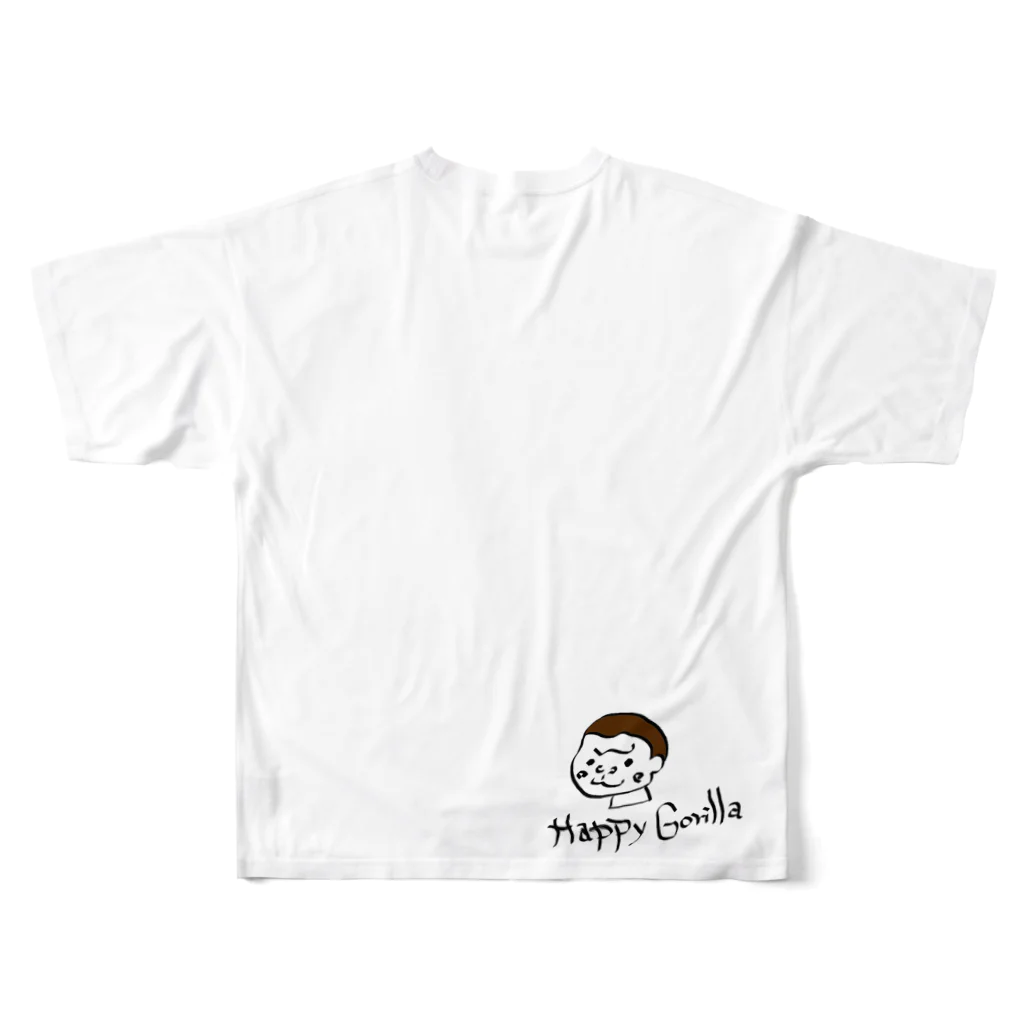 HappyGorillaのハッピーゴリラ　テニスしよう フルグラフィックTシャツの背面