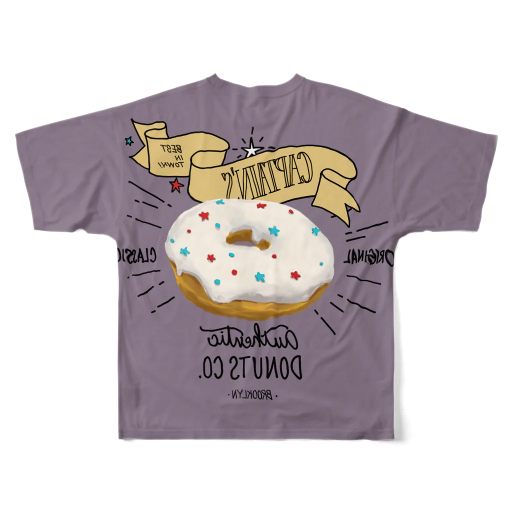 板チョコ屋のCAPTAIN'S DONUTS (濃色） All-Over Print T-Shirt :back