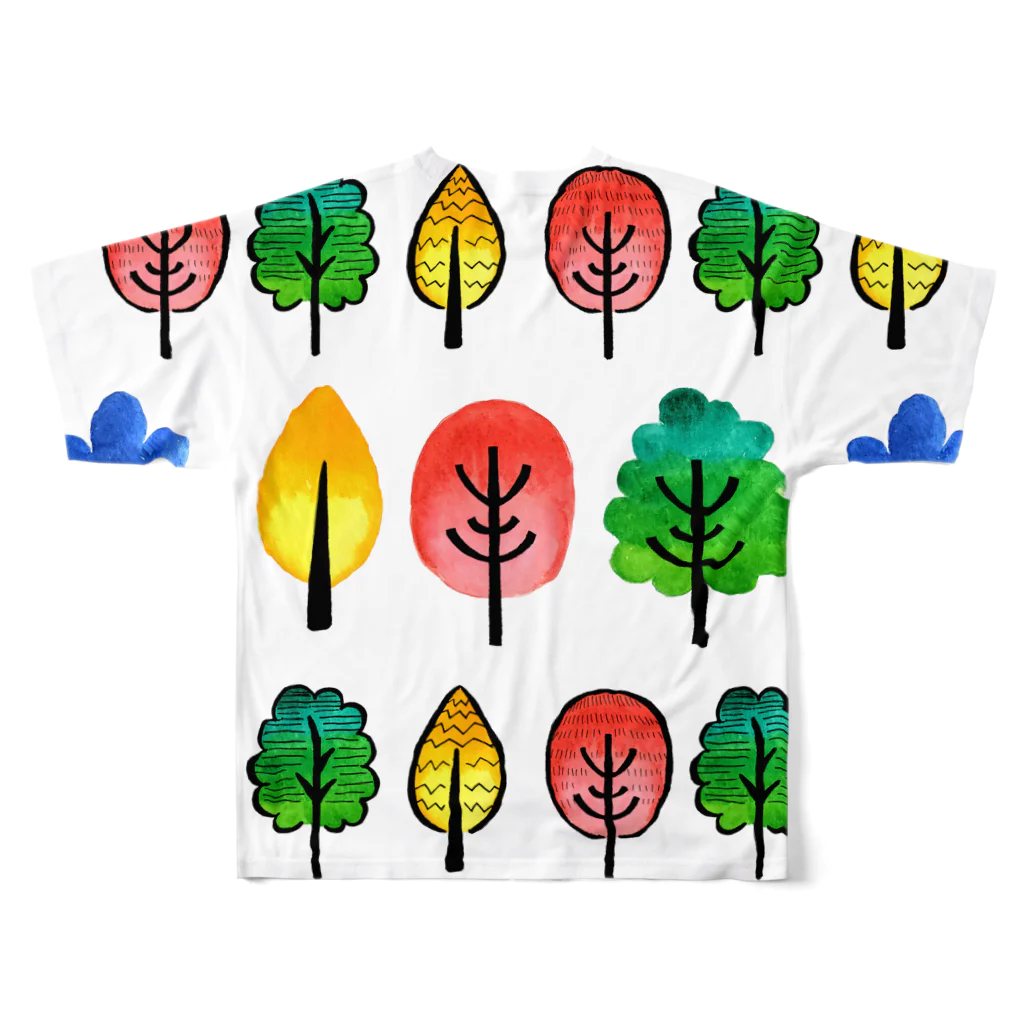 水彩イラストグッズの北欧風水彩の木 フルグラフィックTシャツの背面