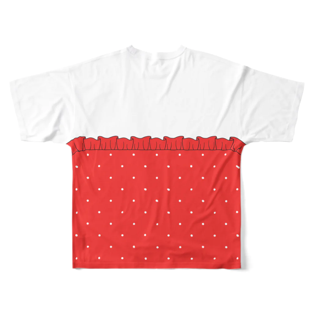 まるいねこのハートカットTシャツ 〜 Red 〜 フルグラフィックTシャツの背面