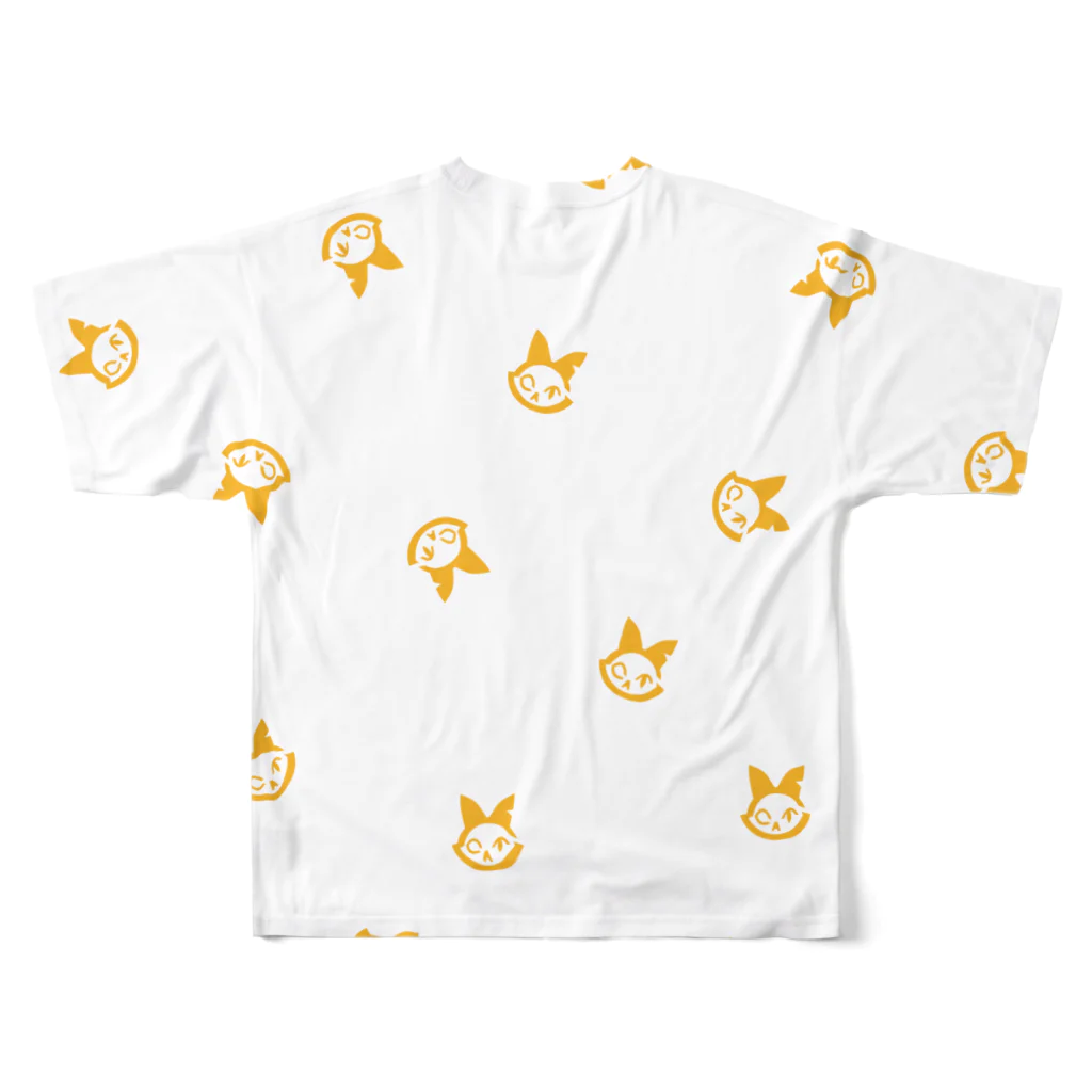 キャットＣのこうじょうけんがくのちらばるロゴマーク（猫多め） フルグラフィックTシャツの背面