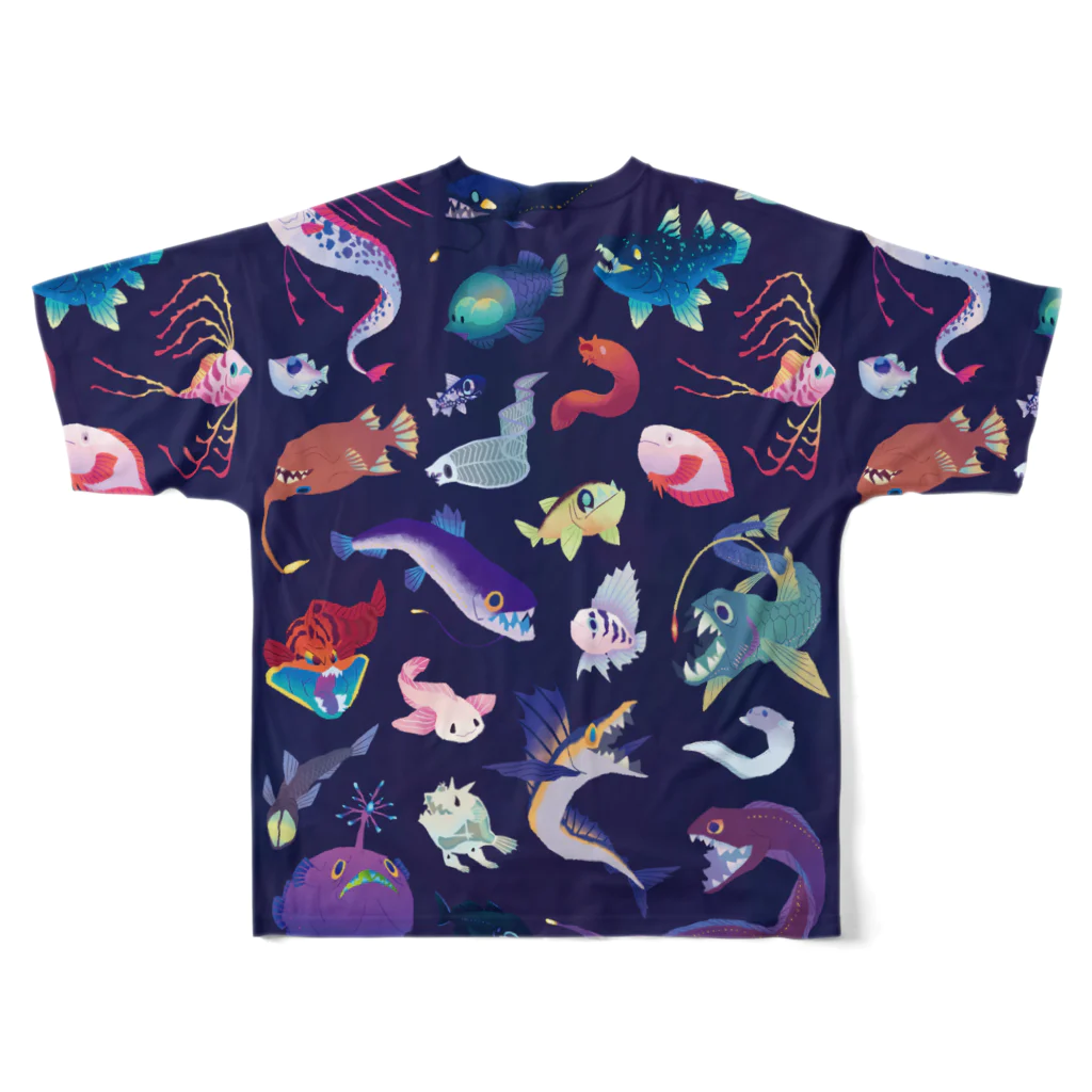 鳥ノ屋SUZURI店の深海魚 フルグラフィックTシャツの背面