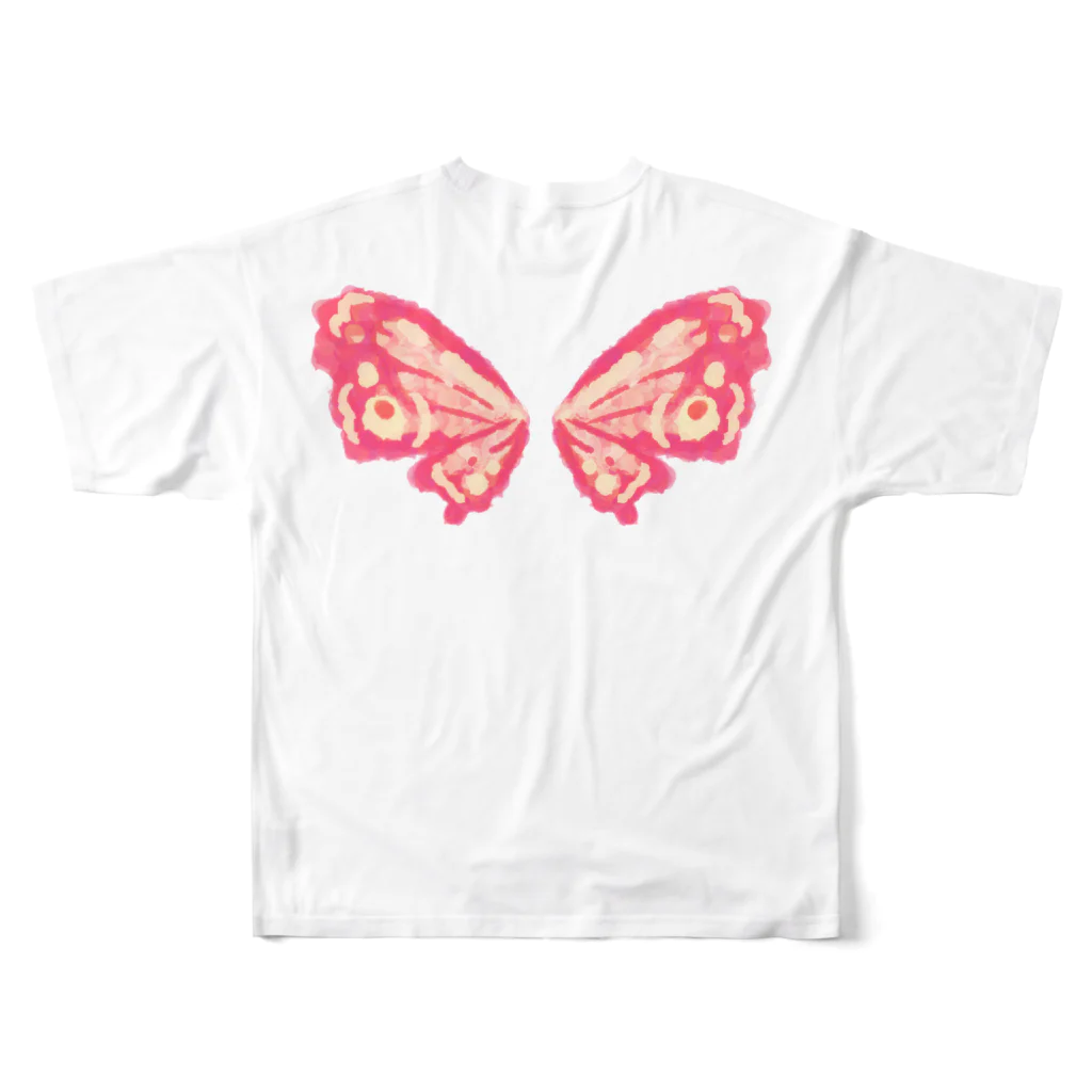せきね まりのの蝶々の羽(ピンク) フルグラフィックTシャツの背面