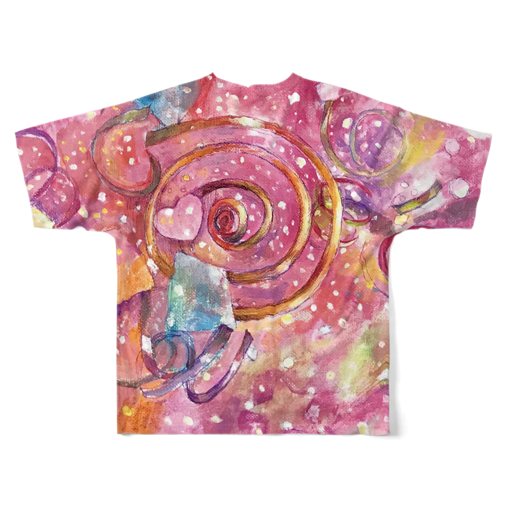 油絵描きの小物売り場のオルゴナイト風Tシャツ（ハート） All-Over Print T-Shirt :back