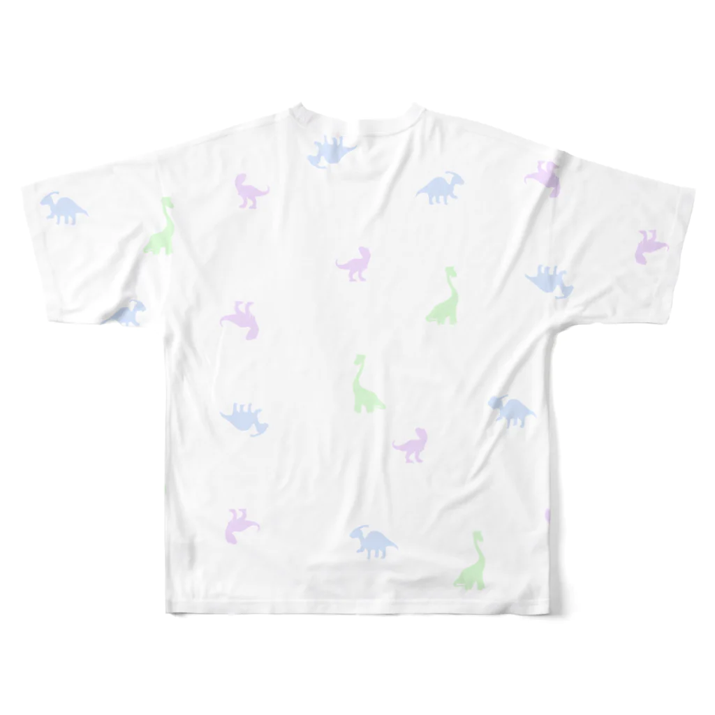 PINK　DINOSAURのゆめかわきょうりゅう(シルエット) All-Over Print T-Shirt :back