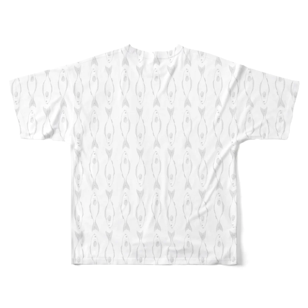 老いるサーディンの魚∞匹 All-Over Print T-Shirt :back