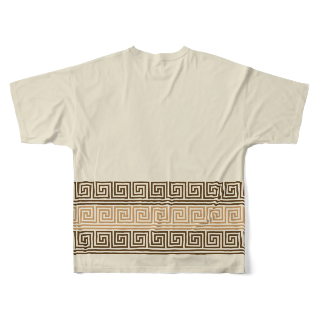 Marks_of_Wanderの角ばった波模様(ベージュ) All-Over Print T-Shirt :back